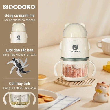 Máy xay ăn dặm Qcooko QO-JR01 250W, lưỡi dao 8 cánh INOX SUS316, motor đồng êm ái - Giá 349.000đ 8