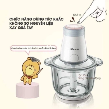 Máy xay Bear QSJ-B02Q1 2L 300W cối thủy tinh, 4 lưỡi dao thép không gỉ - 479.000₫