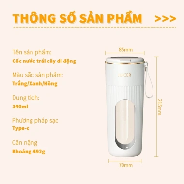 Máy xay cầm tay 340ml - 14 lưỡi dao thép, LED, xay đá, ép trái cây, quà sinh nhật - 268k 9 Máy xay cầm tay 340ml - 14 lưỡi dao thép, LED, xay đá, ép trái cây, quà sinh nhật - 268k 9