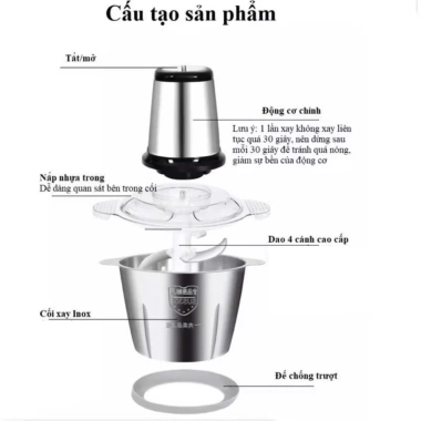 Máy xay đa năng 250W cối inox304 4 lưỡi dao sắc bén - Bảo hành 1 đổi 1 - 240.000₫