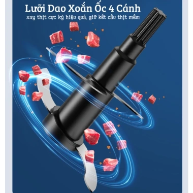 Máy Xay Đa Năng 4 Cối 2 Lưỡi Dao – Xay Thịt, Tỏi Ớt, Gia Vị, Rau Củ, Ăn Dặm Bé
