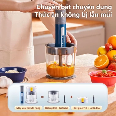 Máy Xay Đa Năng 4 Cối Lưỡi Dao Thép Không Gỉ Xay Thịt, Tỏi, Ớt, Gia Vị, Rau Củ, Ăn Dặm Bé Giá Ưu Đãi 748.888 VND 3