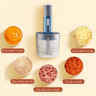 Máy Xay Đa Năng 4 Cối Lưỡi Dao Thép Không Gỉ Xay Thịt, Tỏi, Ớt, Gia Vị, Rau Củ, Ăn Dặm Bé Giá Ưu Đãi 748.888 VND 4