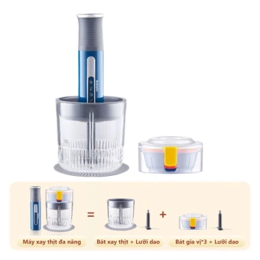 Máy Xay Đa Năng 4 Cối Lưỡi Dao Thép Không Gỉ Xay Thịt, Tỏi, Ớt, Gia Vị, Rau Củ, Ăn Dặm Bé Giá Ưu Đãi 748.888 VND 8