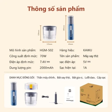 Máy Xay Đa Năng 4 Cối Lưỡi Dao Thép Không Gỉ Xay Thịt, Tỏi, Ớt, Gia Vị, Rau Củ, Ăn Dặm Bé Giá Ưu Đãi 748.888 VND 9