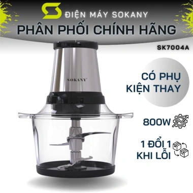 Máy xay đa năng 800W SOKANY THỦY TINH 7.004A - Cầm tay mini, xay sinh tố, thịt, đá, giá 520.000 VND