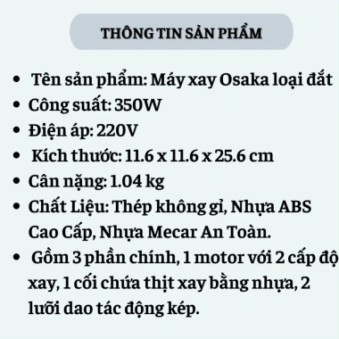 Máy Xay Đa Năng OSAKA 0,75L Nắp Đồng Nhỏ Gọn, Mạnh Mẽ, Xay Thịt và Sinh Tố - BH 12 Tháng - Giá 98.999đ 4