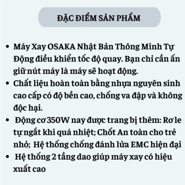 Máy Xay Đa Năng OSAKA 0,75L Nắp Đồng Nhỏ Gọn, Mạnh Mẽ, Xay Thịt và Sinh Tố - BH 12 Tháng - Giá 98.999đ 5