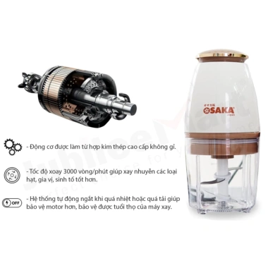 Máy xay đa năng OSAKA nắp đồng chia vạch - Xay thịt, sinh tố, nhỏ gọn, giá 115.000₫ 5 Máy xay đa năng OSAKA nắp đồng chia vạch - Xay thịt, sinh tố, nhỏ gọn, giá 115.000₫ 5