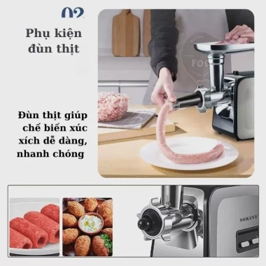Máy xay, nhồi, nghiền thịt SOKANY SK090 3.200W - Lạp xưởng, xúc xích tiện dụng, giảm giá