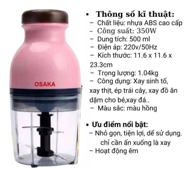 Máy xay Osaka 350W 750ml nắp nâu - Đa năng xay thịt, đá, sinh tố, gia vị, giá ưu đãi 146.000₫ 4 Máy xay Osaka 350W 750ml nắp nâu - Đa năng xay thịt, đá, sinh tố, gia vị, giá ưu đãi 146.000₫ 4