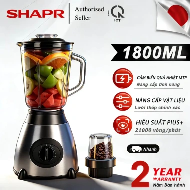 Máy Xay Sinh Tố 1.800ml, Xay Cà Phê Nước Ép Rau Củ, Bảo Hành 2 Năm, Giá 649k