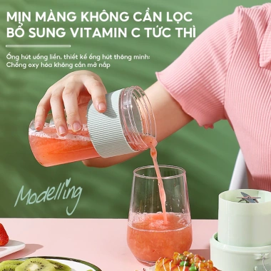 Máy xay sinh tố 2 trong 1 di động, ép trái cây sạc lại - Giá chỉ 189.000đ 5