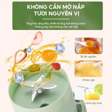Máy xay sinh tố 2 trong 1 di động, ép trái cây sạc lại - Giá chỉ 189.000đ 6
