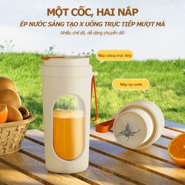 Máy Xay Sinh Tố Cầm Tay 450ml Di Động, 1 Cốc Nắp Đôi, BH 12 Tháng, Giá 208.000₫