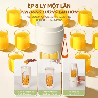 Máy Xay Sinh Tố Cầm Tay 450ml Di Động, 1 Cốc Nắp Đôi, BH 12 Tháng, Giá 208.000₫