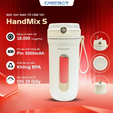 Máy Xay Sinh Tố Cầm Tay CareBot HandMix S 10 Lưỡi Dao Inox 350ml Pin 3.000mAh - Giá 484k