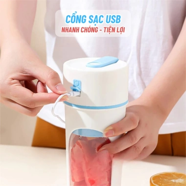 Máy Xay Sinh Tố Cầm Tay Đa Năng 480ml Sạc USB, Kèm Ống Hút - Giá 219.999₫
