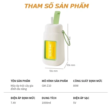 Máy Xay Sinh Tố Cầm Tay Đa Năng 600-1.000ml, Nắp Kép, Vỏ Bảo Vệ 3mm, Thẩm Mỹ Cao, BH 12 Tháng - Giá Ưu Đãi 469k