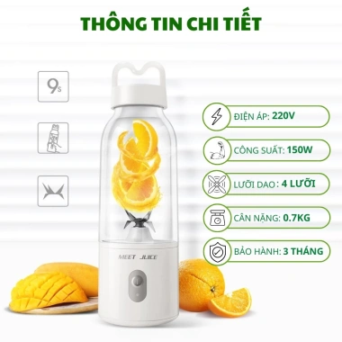 Máy xay sinh tố cầm tay đa năng, xay nhanh, pin sạc lâu, tiện lợi mang theo, chỉ 199.000₫