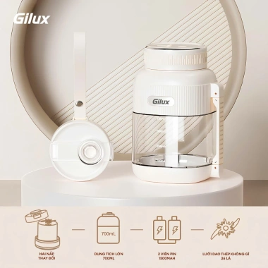 Máy Xay Sinh Tố Cầm Tay Gilux GLS95 3in1 700ml Nhỏ Gọn, Sạc Được, Bảo Hành 12 Tháng - 479k