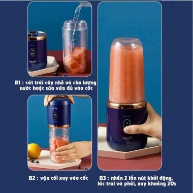Máy xay sinh tố cầm tay Juicing Cup 300ml 6 lưỡi pin sạc USB siêu tiện lợi giá 150k