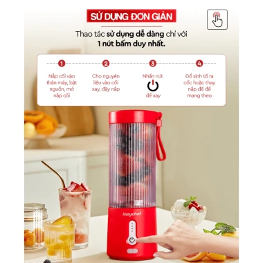 Máy xay sinh tố cầm tay Lazychef 3in1 450ml - Xay đá cực nhuyễn, bảo hành chính hãng