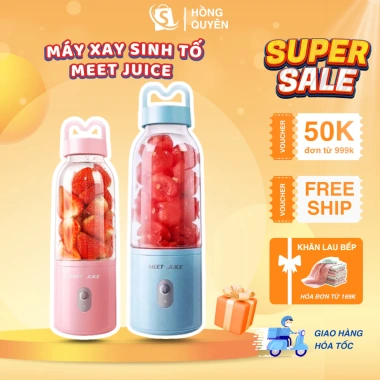 Máy Xay Sinh Tố Cầm Tay Meet Juice 500ml Đa Năng Xay Đá Viên, Hoa Quả, Dùng Điện Trực Tiếp, Mang Theo 350.000 VND