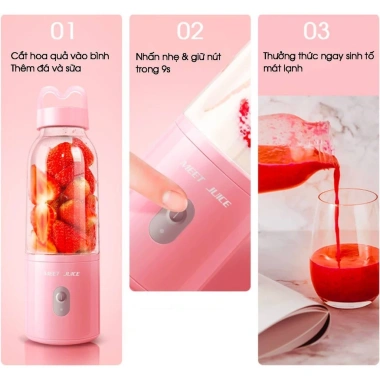 Máy Xay Sinh Tố Cầm Tay Meet Juice 500ml Đa Năng Xay Đá Viên, Hoa Quả, Dùng Điện Trực Tiếp, Mang Theo 350.000 VND 9 Máy Xay Sinh Tố Cầm Tay Meet Juice 500ml Đa Năng Xay Đá Viên, Hoa Quả, Dùng Điện Trực Tiếp, Mang Theo 350.000 VND 9