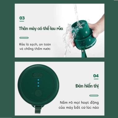 Máy xay sinh tố cầm tay mini JUICER đa năng 3.000mAh 4 lưỡi, cốc thủy tinh, bảo hành 12 tháng - Giá 188k 4