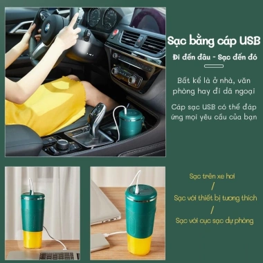 Máy xay sinh tố cầm tay mini JUICER đa năng 3.000mAh 4 lưỡi, cốc thủy tinh, bảo hành 12 tháng - Giá 188k 8