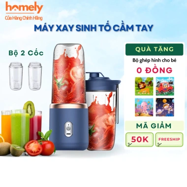 Máy xay sinh tố cầm tay mini không dây 40W HOMELY – 6 lưỡi dao không gỉ, sạc USB, chỉ 130k 2