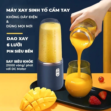 Máy xay sinh tố cầm tay mini không dây 40W HOMELY – 6 lưỡi dao không gỉ, sạc USB, chỉ 130k 3