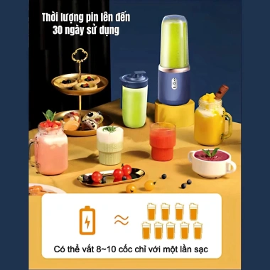 Máy xay sinh tố cầm tay mini không dây 40W HOMELY – 6 lưỡi dao không gỉ, sạc USB, chỉ 130k 5