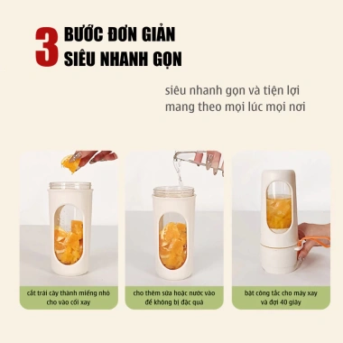 Máy Xay Sinh Tố Cầm Tay Mini Không Dây 40W Pin Trâu 1.500mAh 450ml Xay Đá Lưỡi Inox Sạc Type‑C HOMELY 7 Máy Xay Sinh Tố Cầm Tay Mini Không Dây 40W Pin Trâu 1.500mAh 450ml Xay Đá Lưỡi Inox Sạc Type‑C HOMELY 7