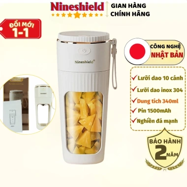 Máy xay sinh tố cầm tay Ninesinhield NS025 10 lưỡi inox 304, 340ml, tặng ống hút silicon - 239k