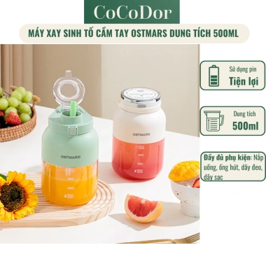 Máy Xay Sinh Tố Cầm Tay Vovi Ostmars Pin sạc, tiện du lịch văn phòng, giảm 21%