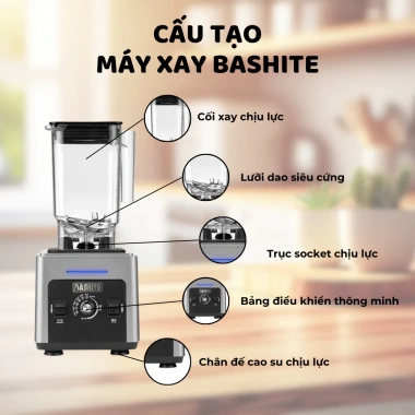 Máy xay sinh tố công nghiệp Bashite Omniblend 1.800W - Xay đá mạnh, BH 36T