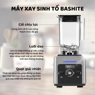 Máy xay sinh tố công nghiệp Bashite Omniblend 1.800W - Xay đá mạnh, BH 36T