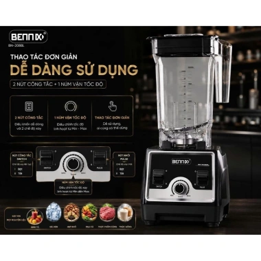 Máy xay sinh tố công nghiệp Bennix BN-206BL - Dao thép không gỉ, giảm còn 1.620.000₫