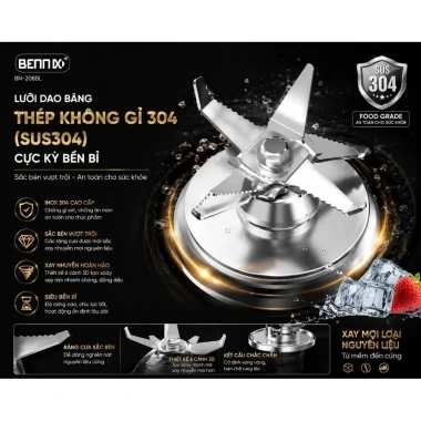 Máy xay sinh tố công nghiệp Bennix BN-206BL - Dao thép không gỉ, giảm còn 1.620.000₫