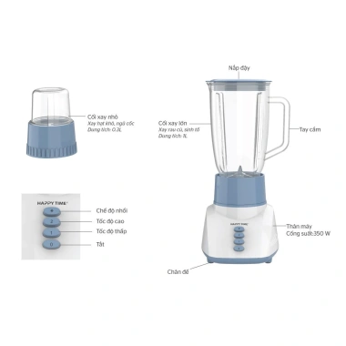 Máy xay sinh tố đa năng Happy Time HTD5.113G - Công suất mạnh, giảm giá 422.000₫ 2