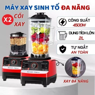 Máy xay sinh tố đa năng KAW Silver Crest SC-1.589 – 2 cối xay 4.500W, tiết kiệm điện, công suất mạnh, giá ưu đãi