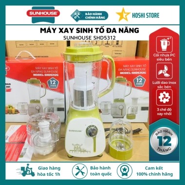 Máy xay sinh tố đa năng Sunhouse SHD5.312B - Xay sinh tố, thịt cá, rau củ, bảo hành 1 năm, giảm giá 23% - chỉ 639.000₫