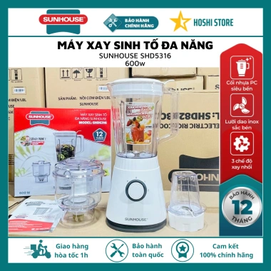 Máy xay sinh tố đa năng Sunhouse SHD5.316 600W Xay nhuyễn rau củ, thịt cá, giá 899.000₫