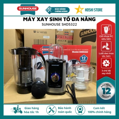 Máy xay sinh tố đa năng Sunhouse SHD5.322/SHD5.328/SHD5.312 - 3 cối xay thực phẩm, giảm giá 639k