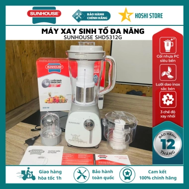 Máy xay sinh tố đa năng Sunhouse SHD5.322/SHD5.328/SHD5.312 - 3 cối xay thực phẩm, giảm giá 639k