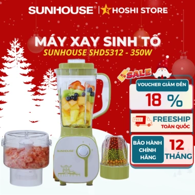 Máy xay sinh tố đa năng SUNHOUSE SHD5.323/SHD5.312 - 3 cối xay thực phẩm, mẫu mới, giá 639k