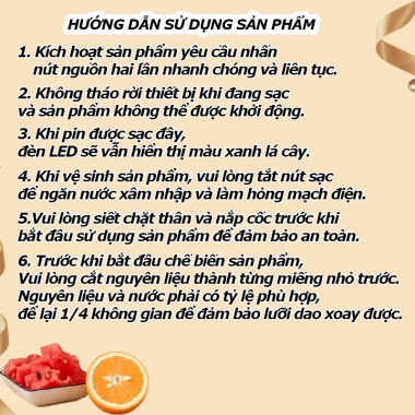 Máy Xay Sinh Tố Di Động Sạc Lại, Máy Ép Trái Cây Nhỏ Tự Động Giá 175.000 VNĐ