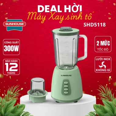 Máy xay sinh tố Happy Time HTD5.113G 350W - Màu xanh, công suất mạnh, giá 1.000.000đ